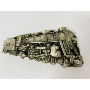 1978 Belt Buckle Train USA Bergamot Brass Works 1002 Locomotive Railroad Vintage